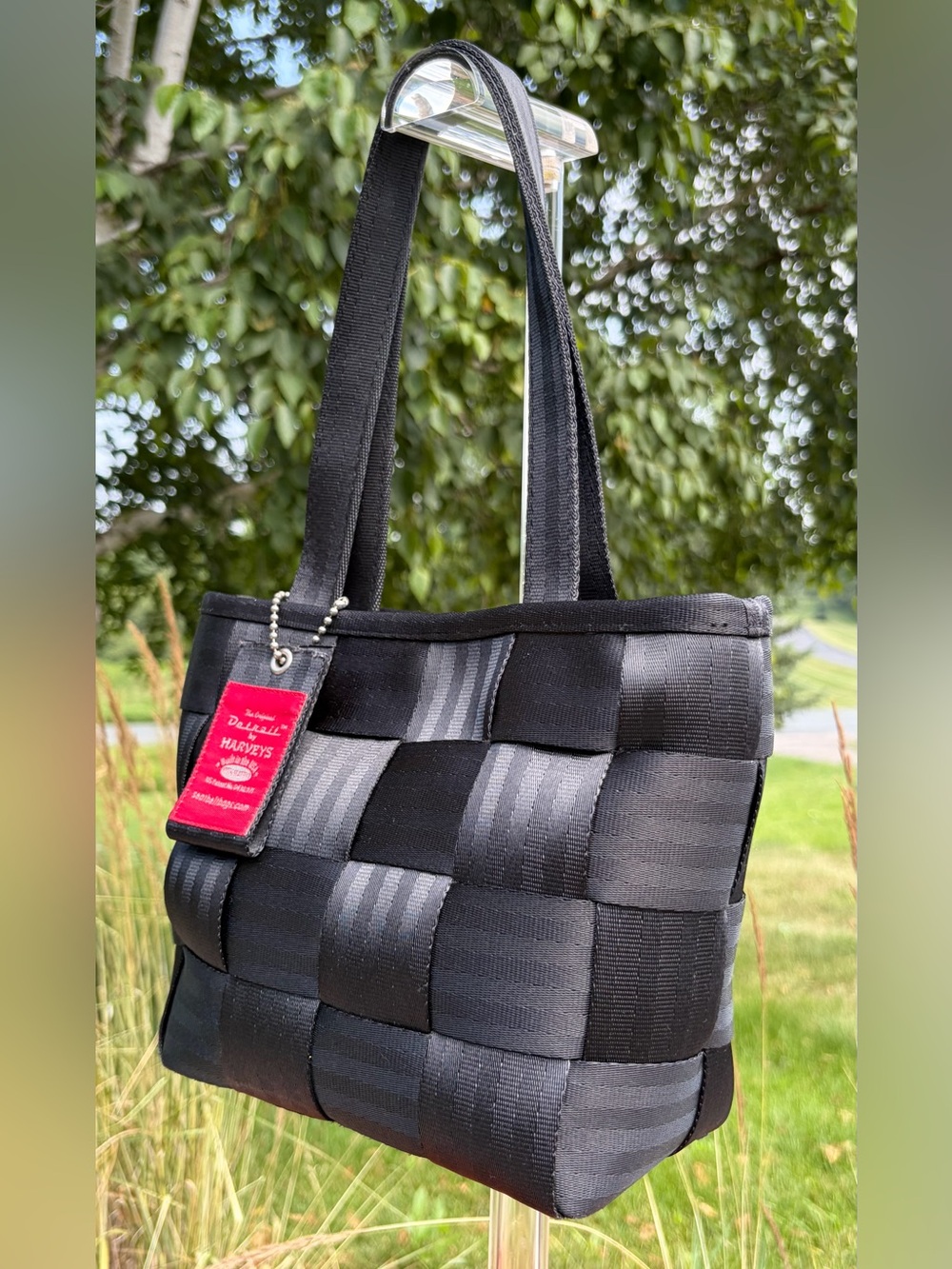 Vintage Harvey’s “The Original Detroit” Seatbelt Bag Small Tote Black EUC - Picture 4 of 14